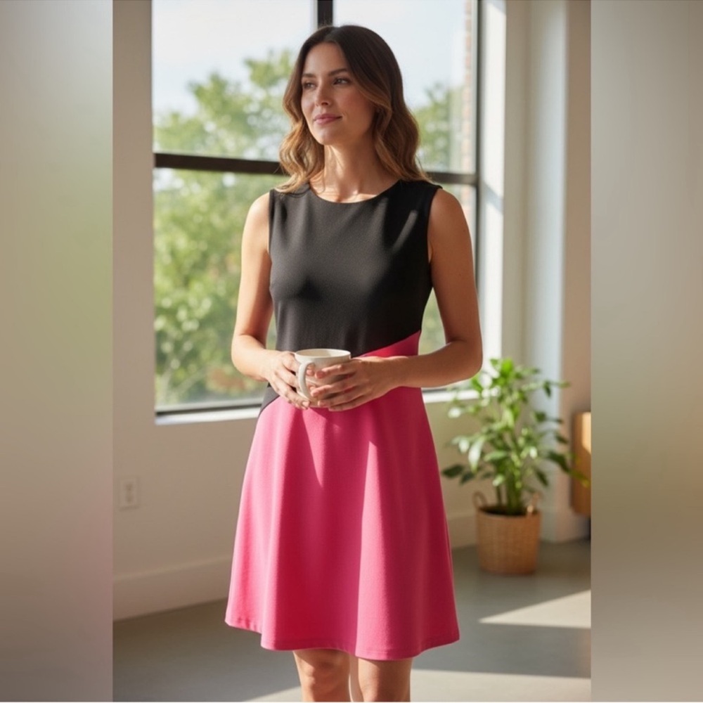Calvin Klein Black and Pink Sleeveless Dress